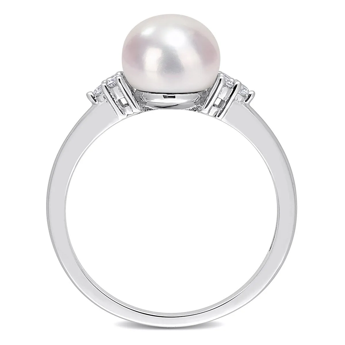 Miadora Sterling Silver Cultured Freshwater Pearl and Cubic Zirconia Ring (7.5-8mm) sold by Zulily product image thumbnail 5