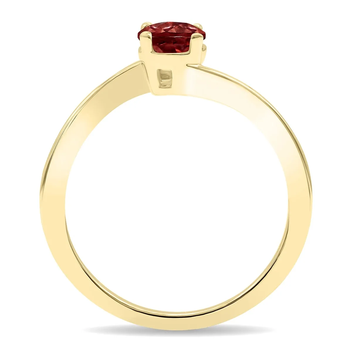Women's Round Shaped Solitaire Garnet Wave Ring in 10K Yellow Gold sold by Zulily product image thumbnail 3
