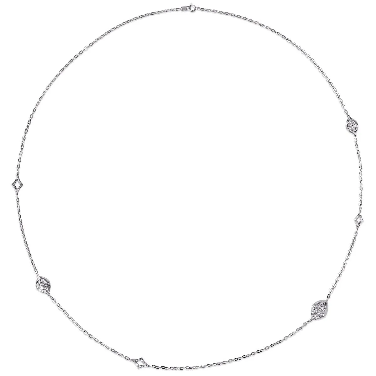 Miadora 18k White Gold 1/3ct TDW Diamond Marquise Station Link Necklace sold by Zulily