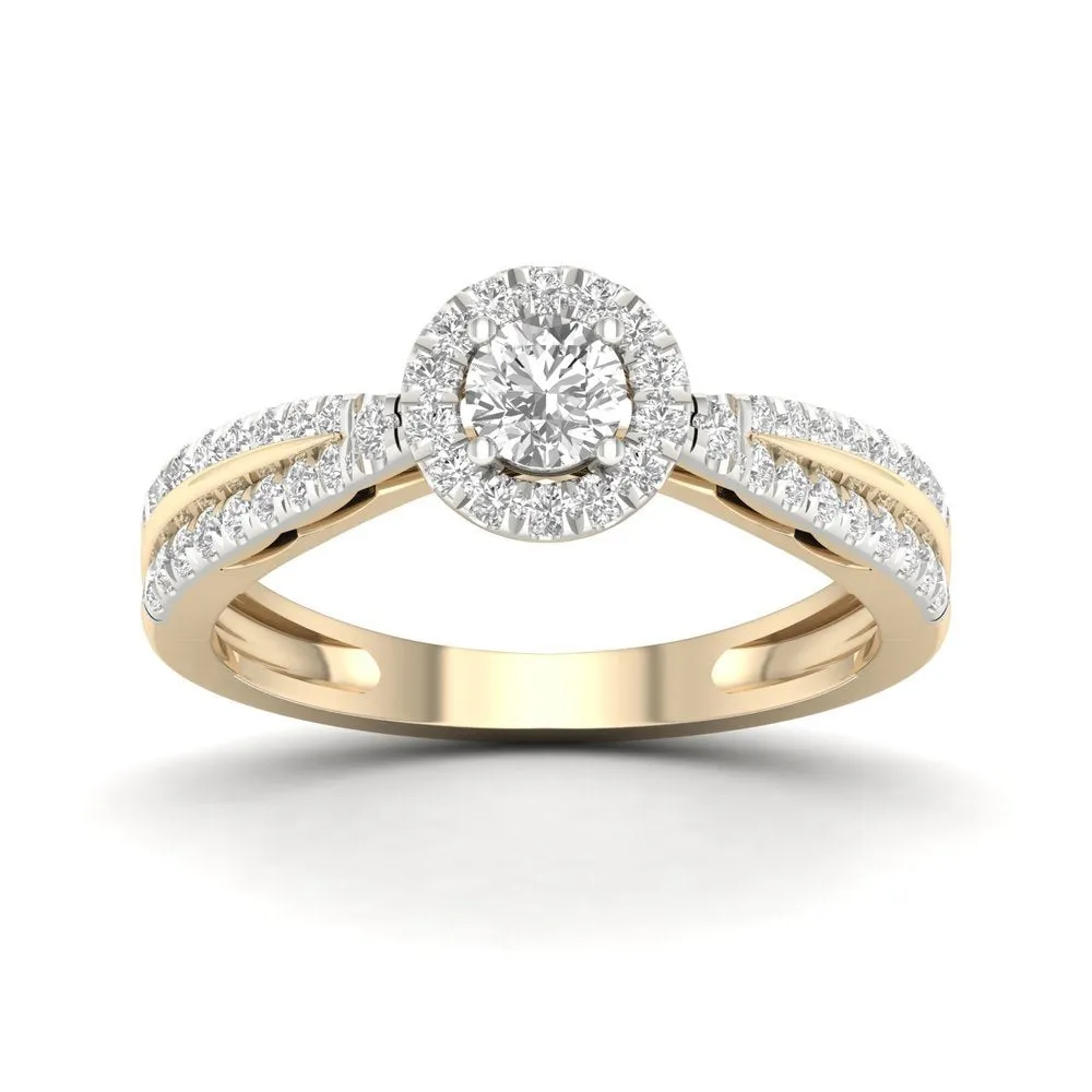 De Couer 10k Yellow Gold 1/2ct TDW Diamond Halo Ring sold by Zulily