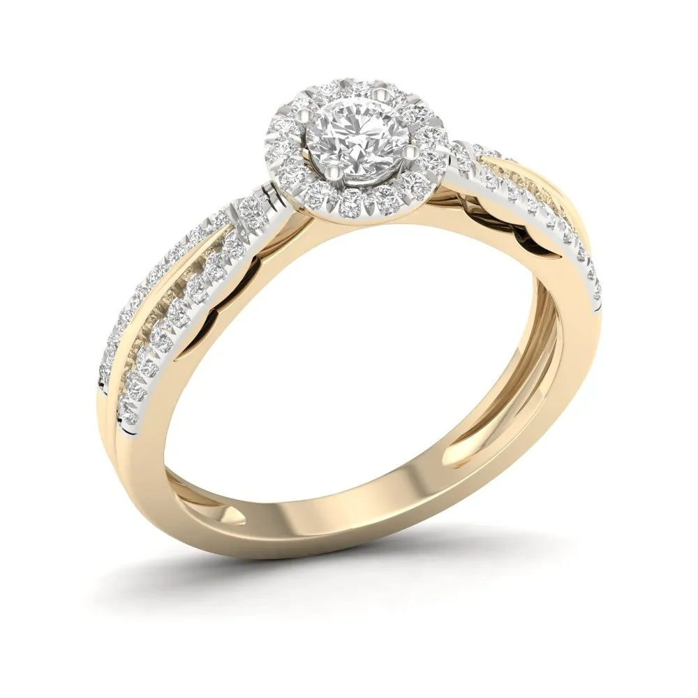 De Couer 10k Yellow Gold 1/2ct TDW Diamond Halo Ring sold by Zulily product image thumbnail 2