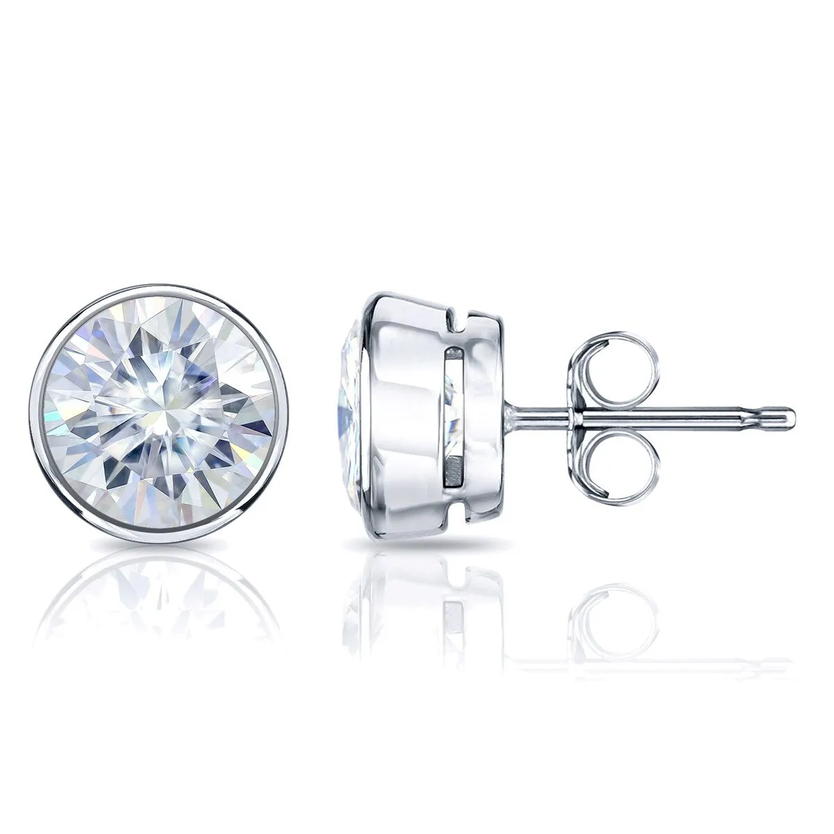 Auriya 3ctw Round Bezel-set Moissanite Stud Earrings Platinum - 7.4 mm sold by Zulily product image thumbnail 3