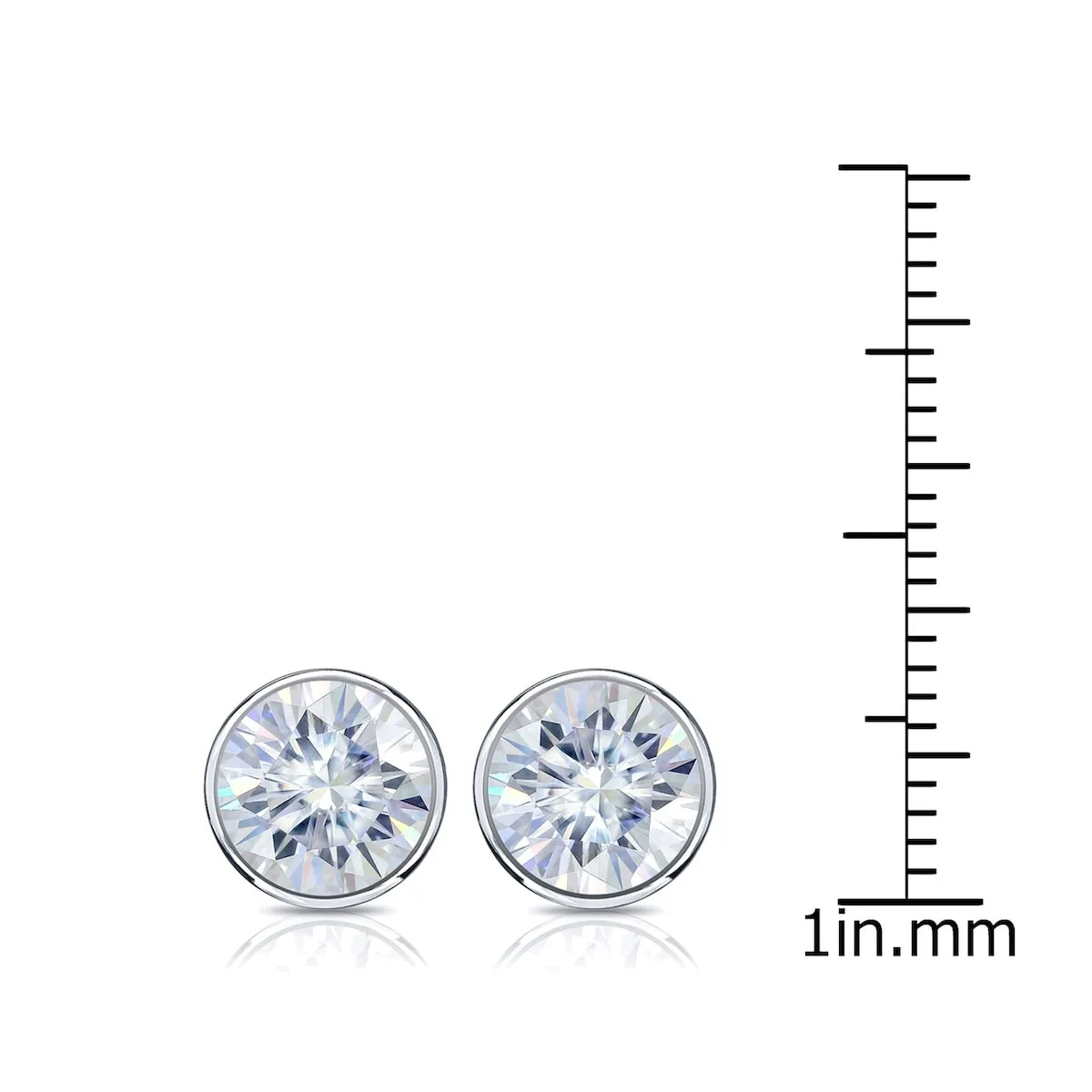 Auriya 3ctw Round Bezel-set Moissanite Stud Earrings Platinum - 7.4 mm sold by Zulily product image thumbnail 4