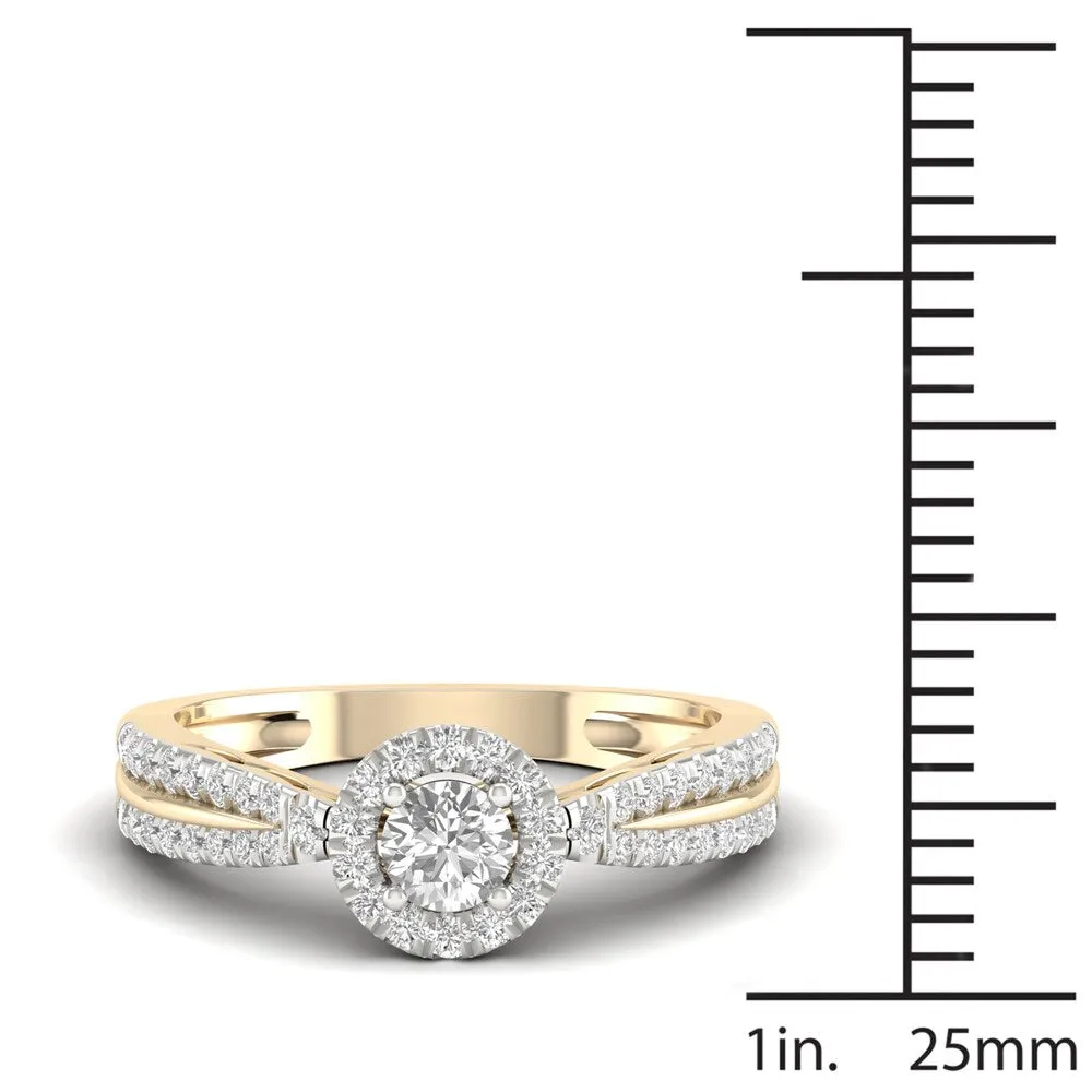 De Couer 10k Yellow Gold 1/2ct TDW Diamond Halo Ring sold by Zulily product image thumbnail 4