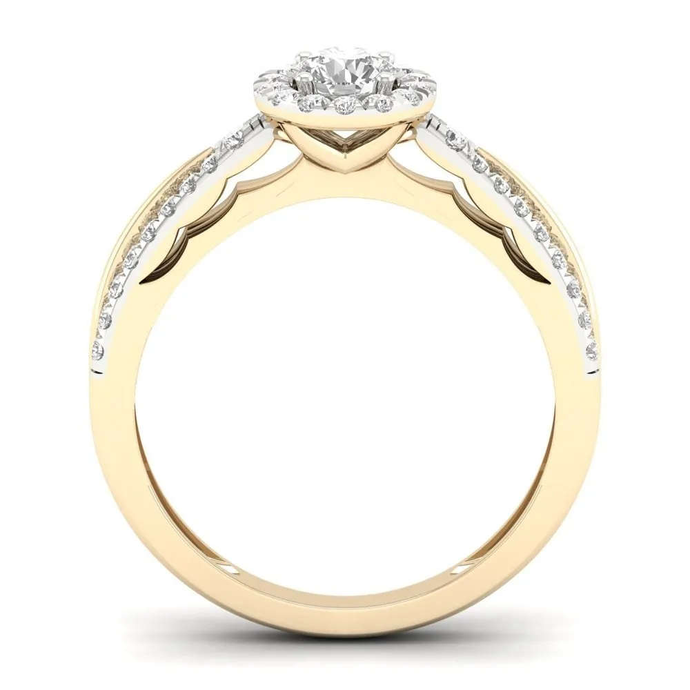 De Couer 10k Yellow Gold 1/2ct TDW Diamond Halo Ring sold by Zulily product image thumbnail 3