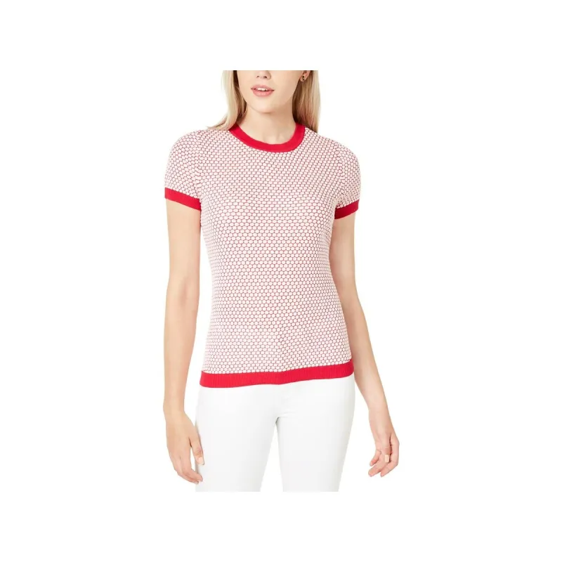 Maison Jules Women's Honeycomb Printed Ribbed Trim Pullover Sweater Pink Size X-Small sold by Zulily