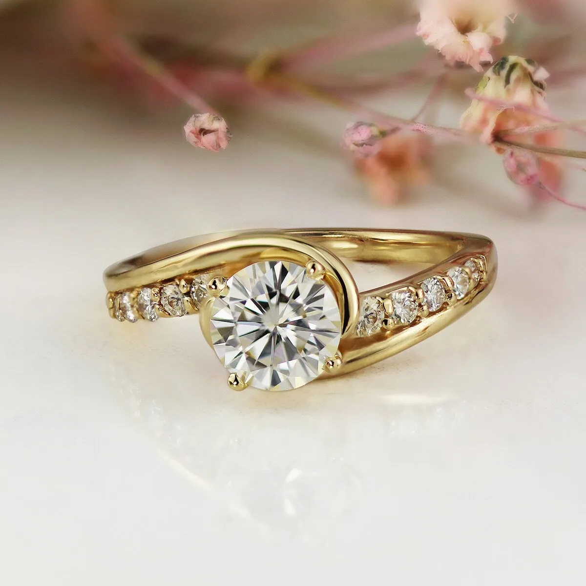 Auriya 14k Gold GIA Certified 2.20 carat TDW Bezel Set Round Diamond Stud Earrings sold by Zulily