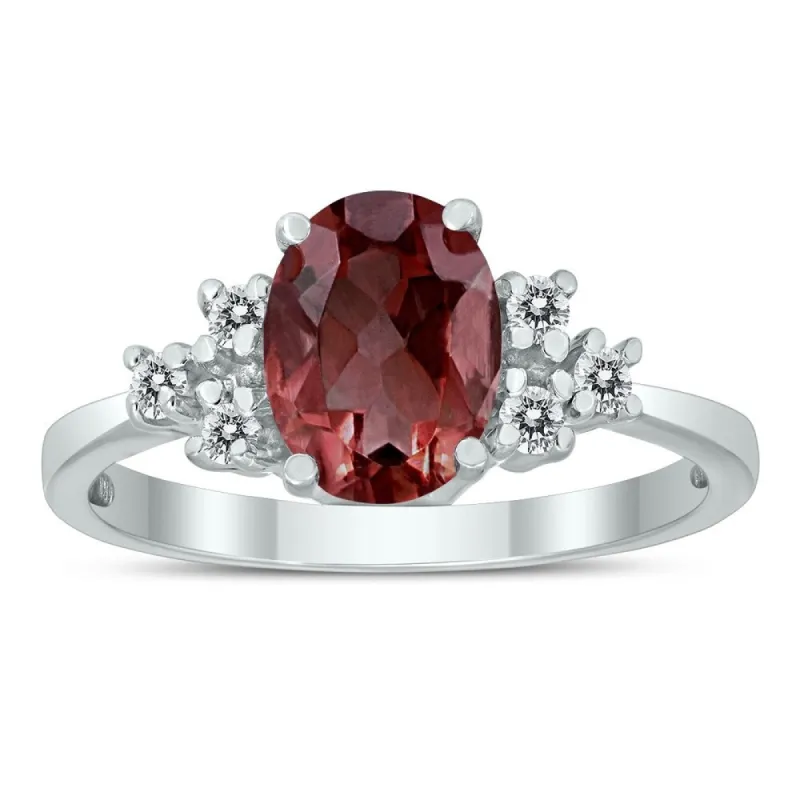 8X6MM Garnet and Diamond Regal Ring in 10K White Gold sold by Zulily