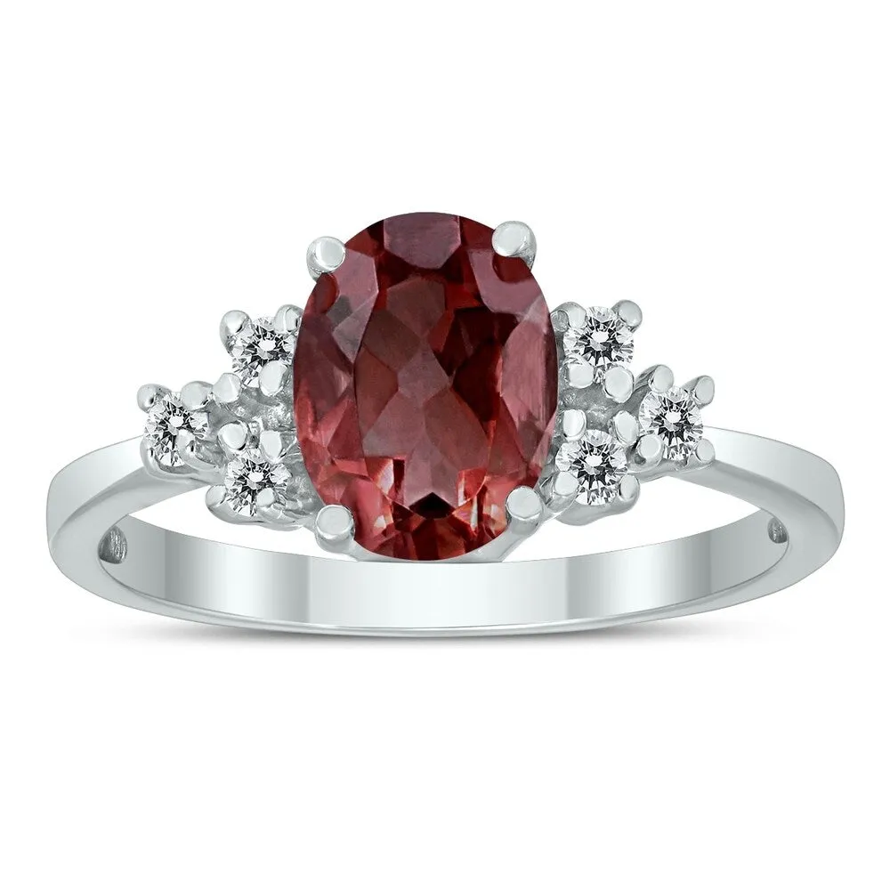 8X6MM Garnet and Diamond Regal Ring in 10K White Gold sold by Zulily