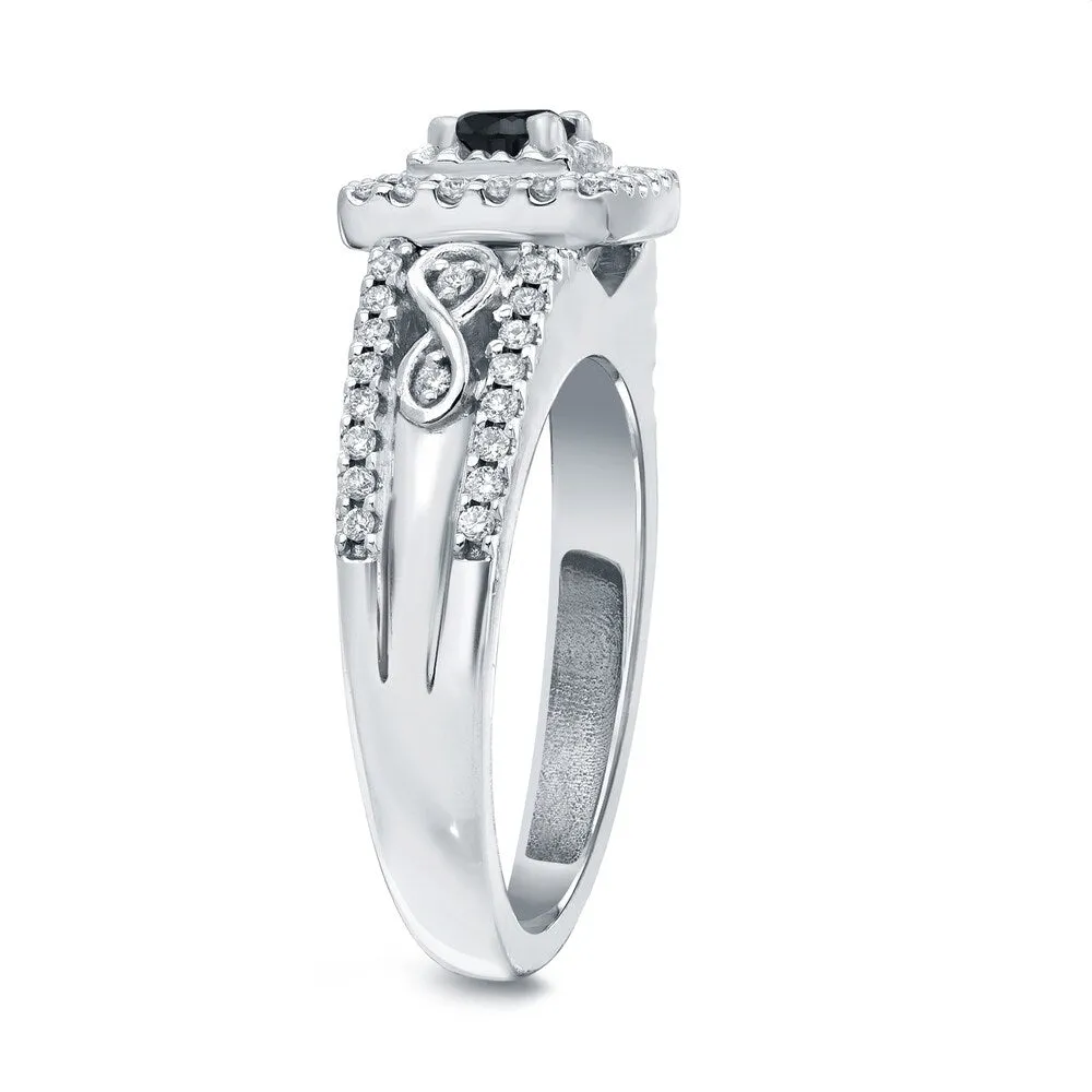 Auriya Unique 3/5ct TDW Round Black Diamond Halo Engagement Ring 14k Gold sold by Zulily product image thumbnail 5