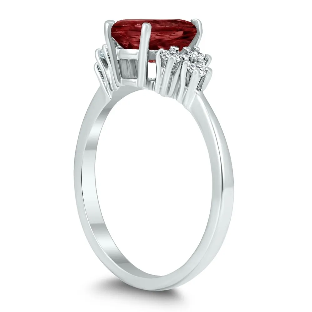 8X6MM Garnet and Diamond Regal Ring in 10K White Gold sold by Zulily product image thumbnail 2