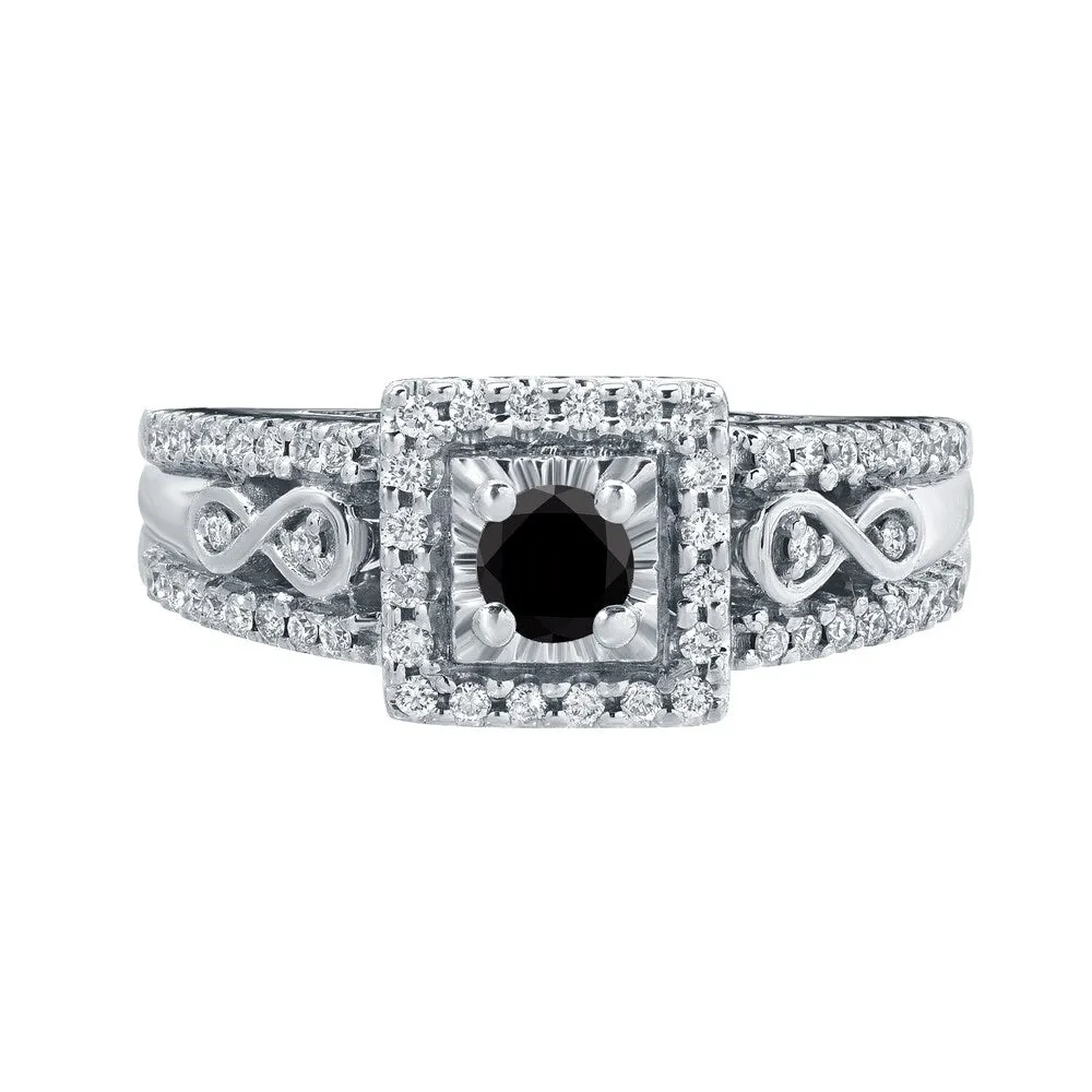 Auriya Unique 3/5ct TDW Round Black Diamond Halo Engagement Ring 14k Gold sold by Zulily product image thumbnail 4
