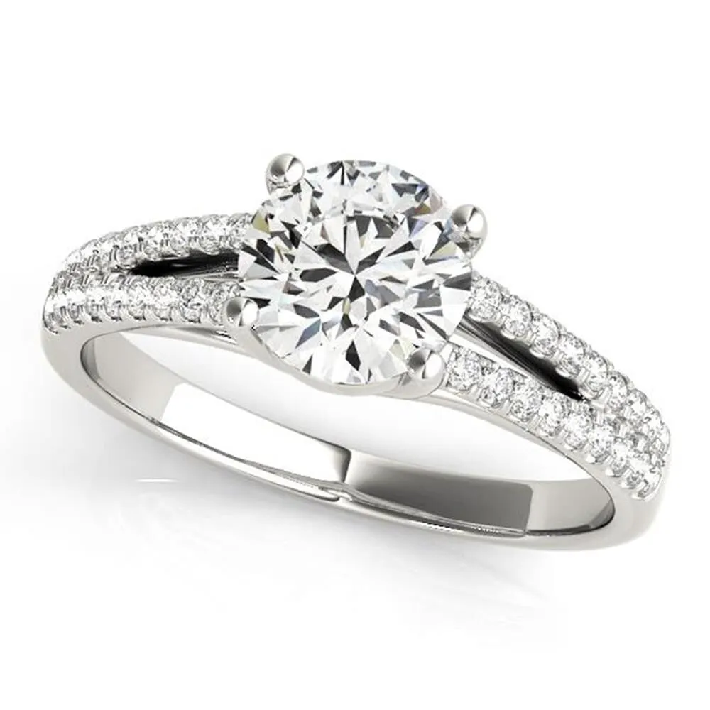 Auriya Round 3/4ct Moissanite and 1/5ctw Diamond Engagement Ring 14K Gold sold by Zulily product image thumbnail 2