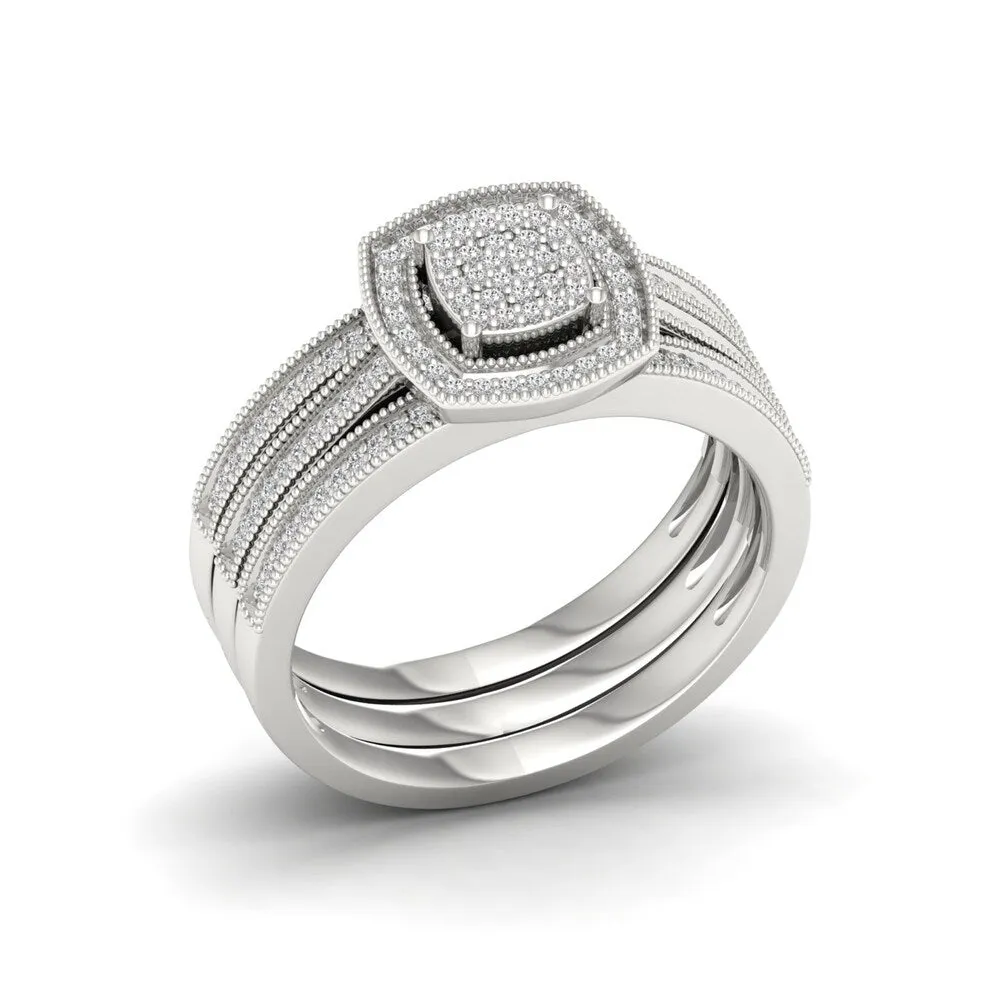 IGI Certified 1/3ct TDW Diamond Cluster Bridal Set in Sterling Silver sold by Zulily