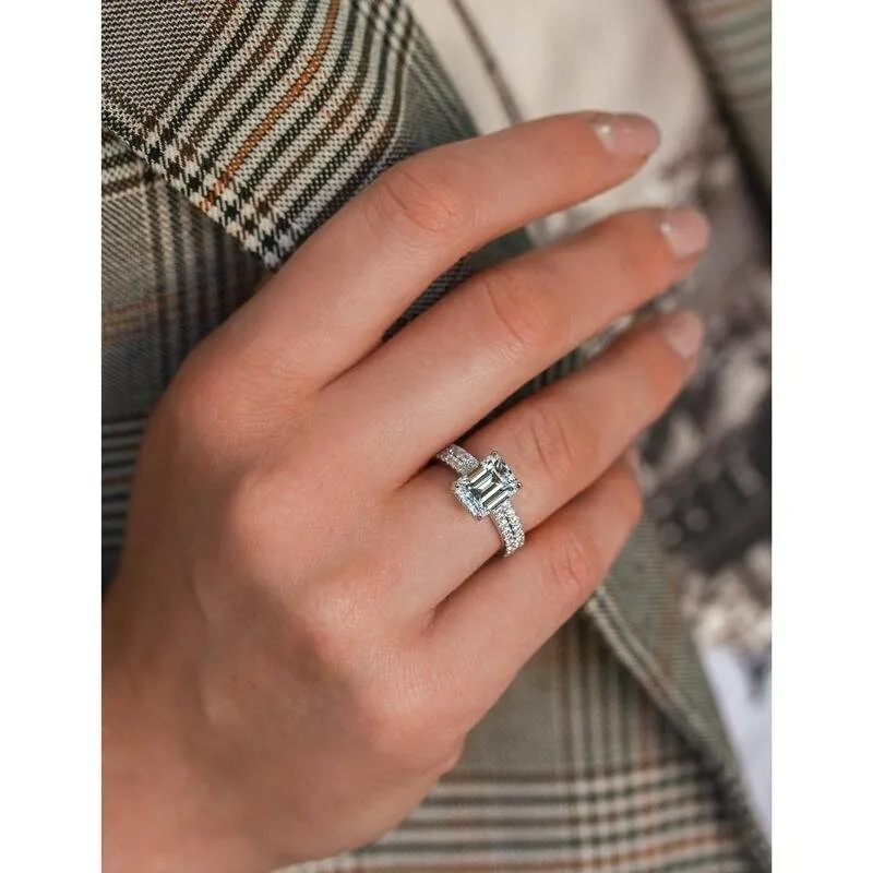 Annello by Kobelli 14k Gold Emerald Moissanite Drop Halo Bridal set (GH/VS, GH/I) sold by Zulily product image thumbnail 3