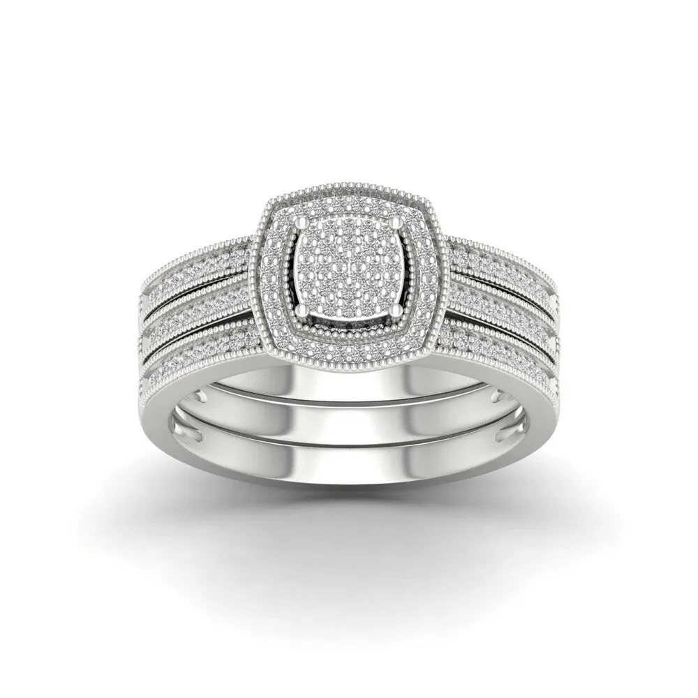 IGI Certified 1/3ct TDW Diamond Cluster Bridal Set in Sterling Silver sold by Zulily product image thumbnail 3