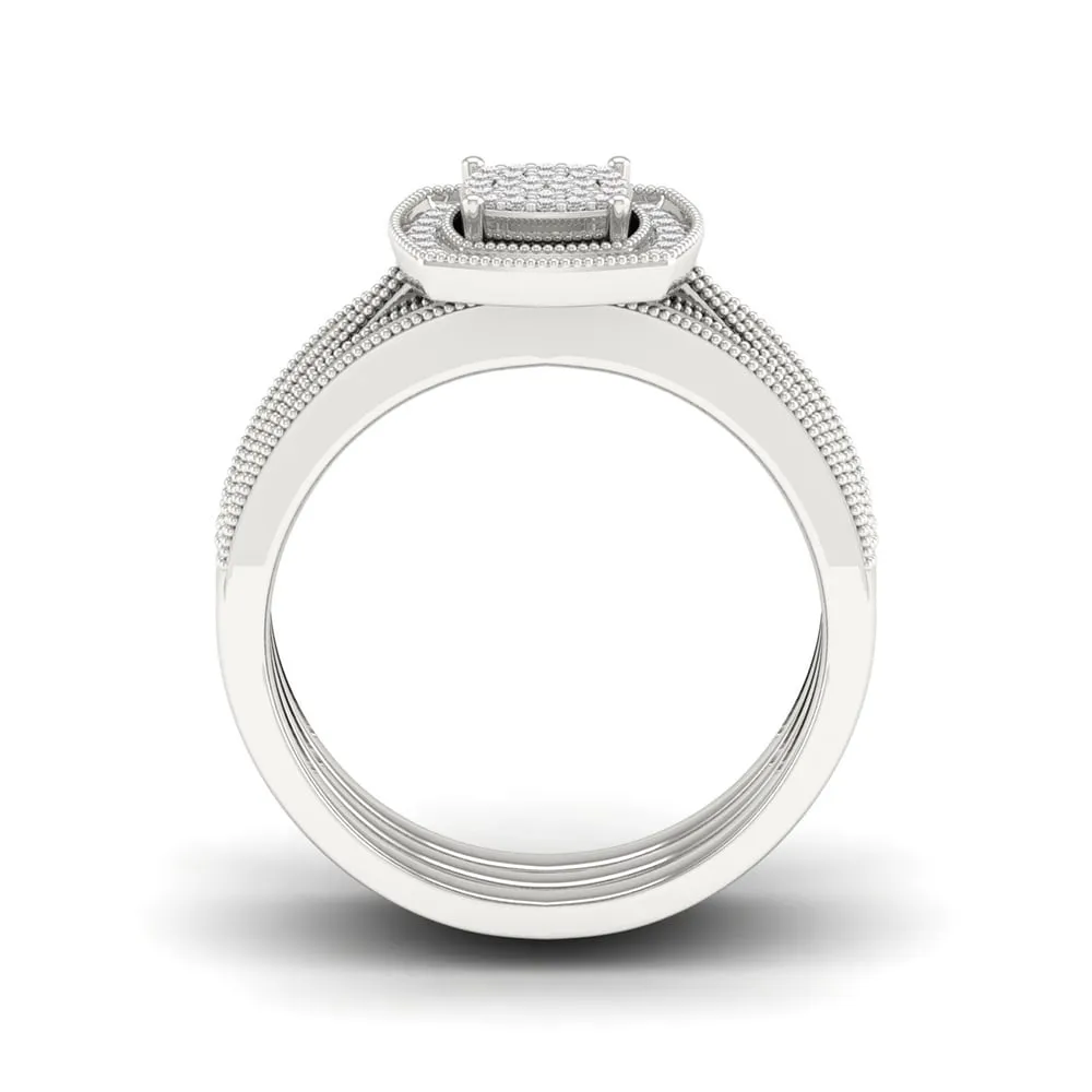 IGI Certified 1/3ct TDW Diamond Cluster Bridal Set in Sterling Silver sold by Zulily product image thumbnail 2