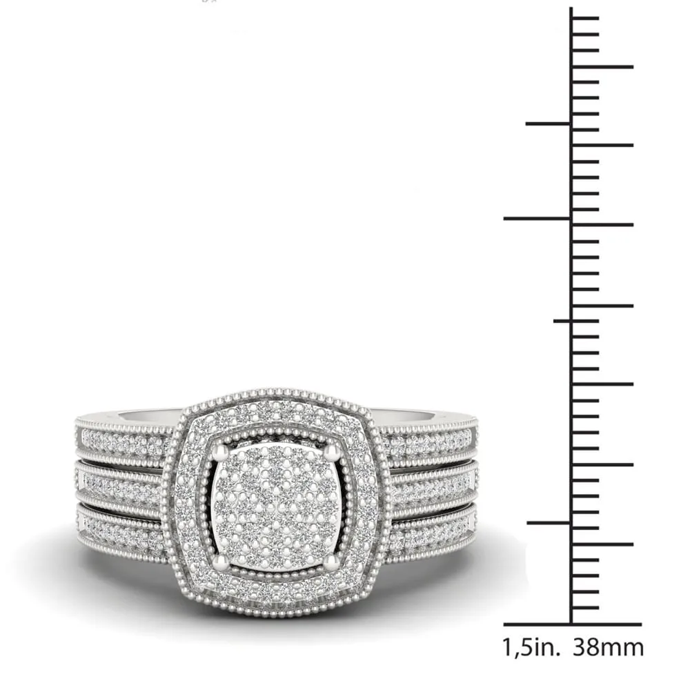 IGI Certified 1/3ct TDW Diamond Cluster Bridal Set in Sterling Silver sold by Zulily product image thumbnail 4