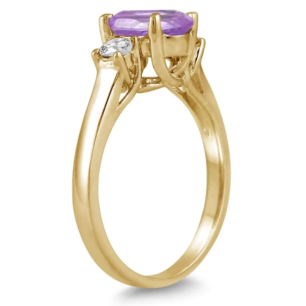 1 3/4 Carat Amethyst and Diamond Three Stone Ring 14K Yellow Gold sold by Zulily product image thumbnail 2