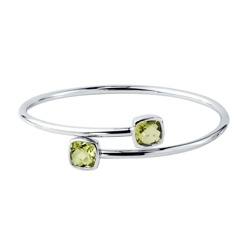 Auriya 3 1/2ct Cushion-cut Lemon Green Quartz Bypass Bangle Bracelet Gold over Silver sold by Zulily