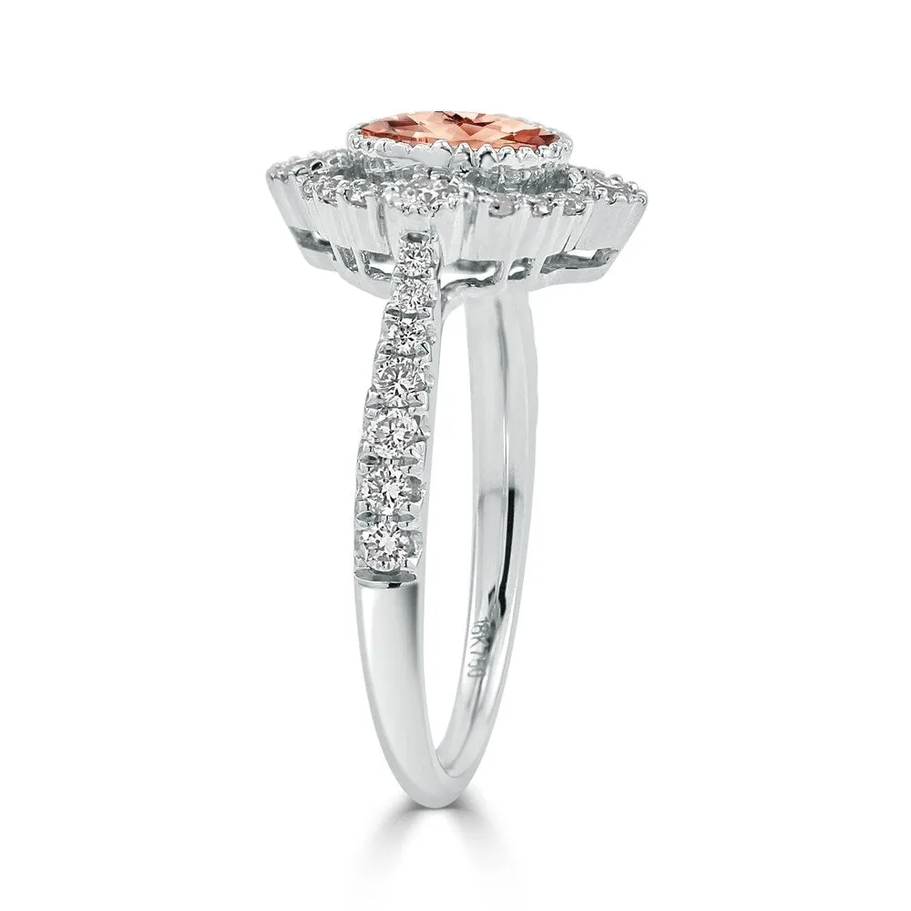 Auriya 5/8ct Oval-cut Morganite and Halo Diamond Engagement Ring 1/2ctw 18K Gold sold by Zulily product image thumbnail 3