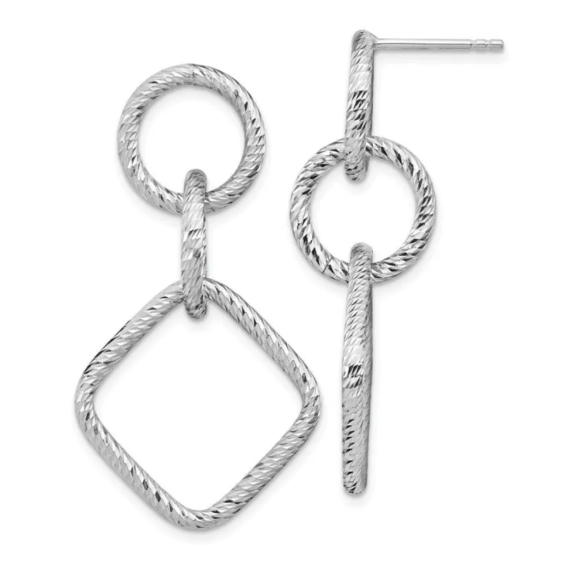 Curata 925 Sterling Silver 43x23.4mm Geometric Shapes Dangle Earrings sold by Zulily