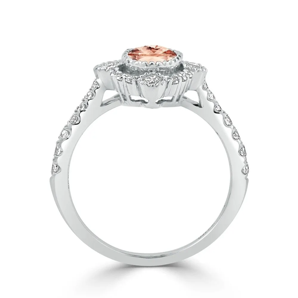 Auriya 5/8ct Oval-cut Morganite and Halo Diamond Engagement Ring 1/2ctw 18K Gold sold by Zulily product image thumbnail 4