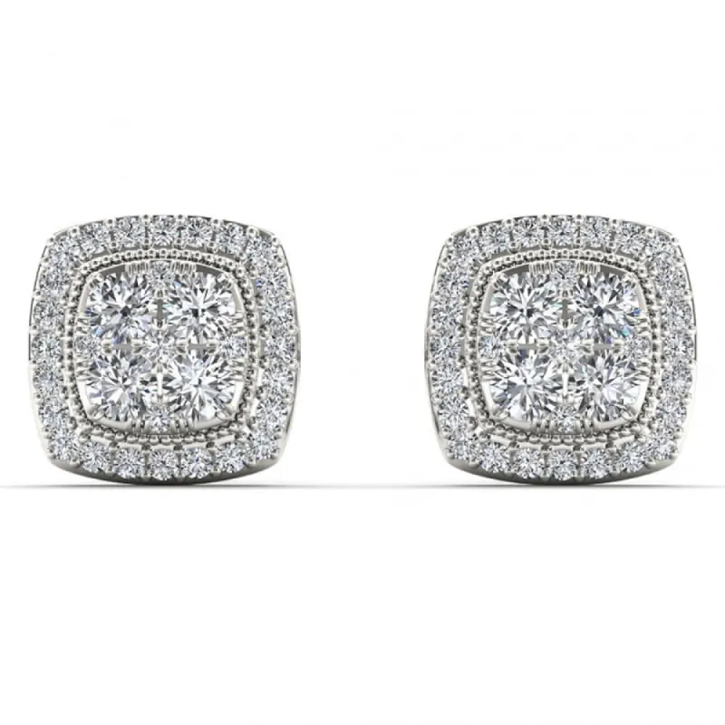 De Couer 14k White Gold 1/2ct TDW Diamond Halo Cluster Earrings - White H-I sold by Zulily