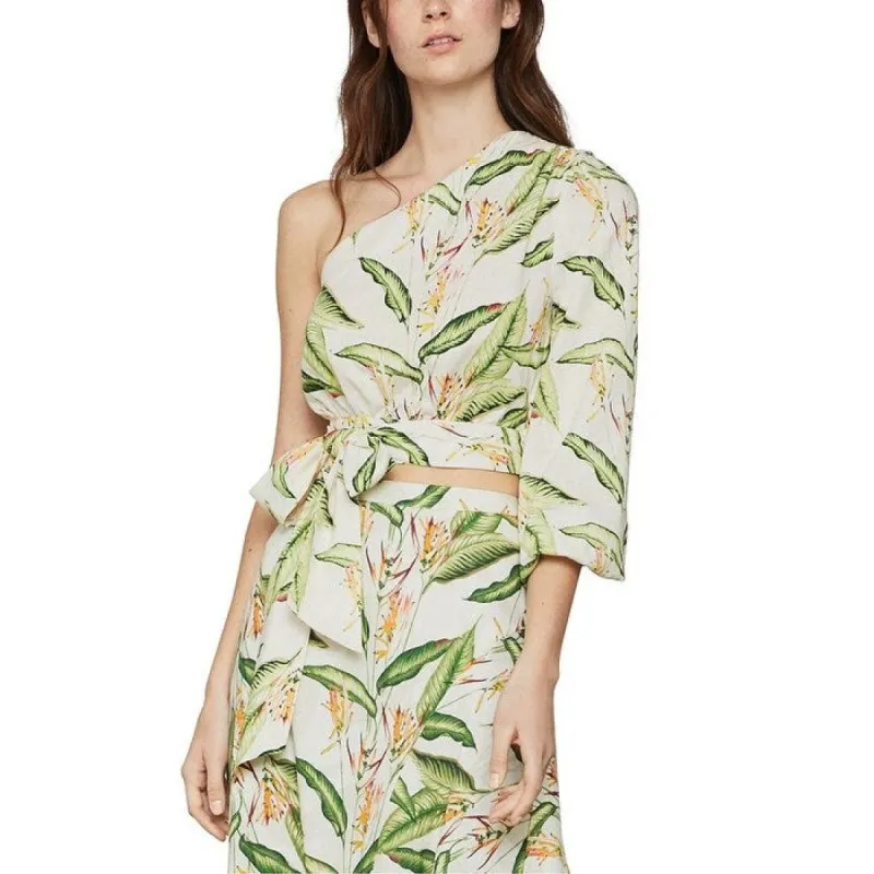 BCBGMAXAZRIA Women's One Shoulder Cropped Blouse Green Size Medium sold by Zulily