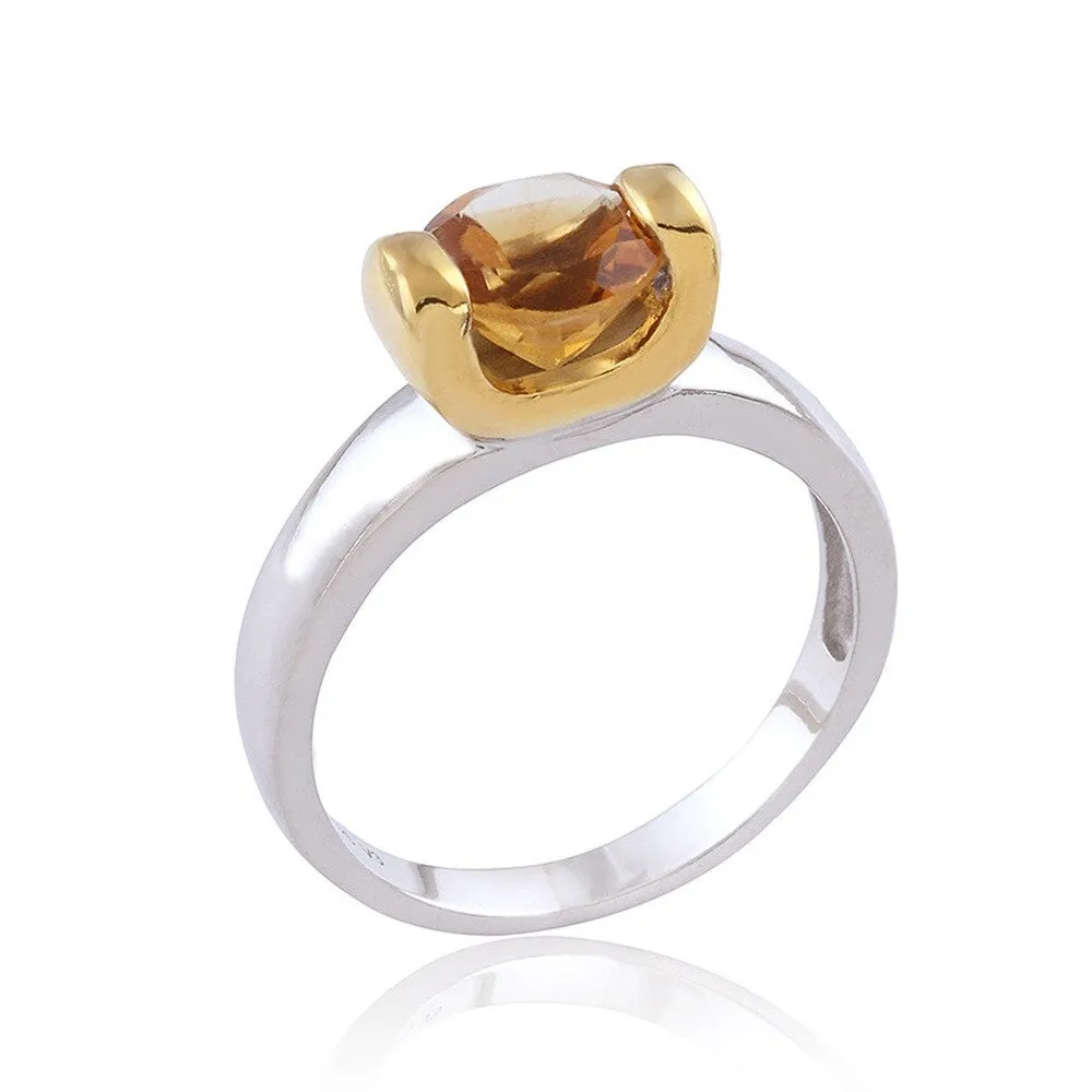 Two Tone Sterling Silver Citrine Solitaire Ring sold by Zulily product image thumbnail 2