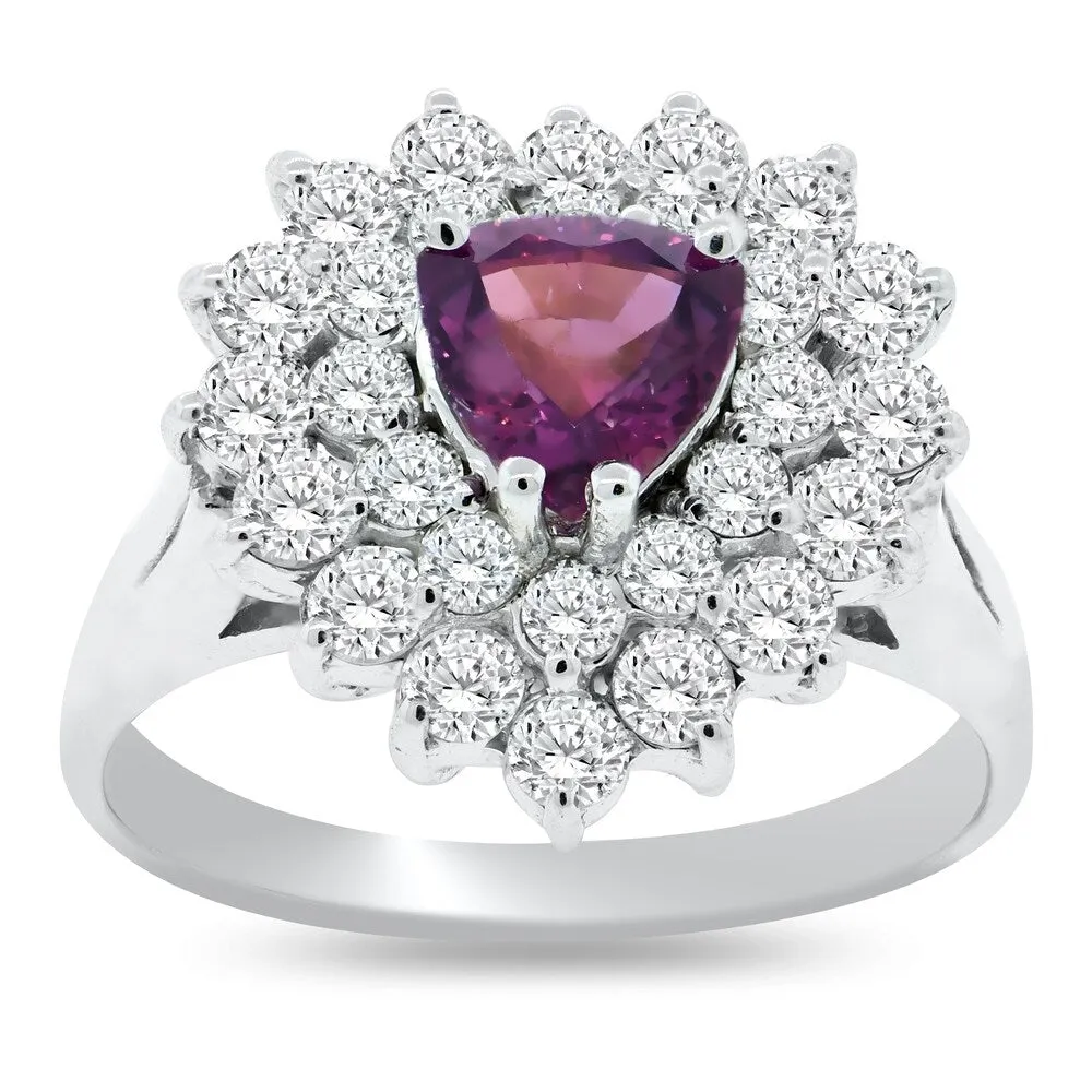 Auriya 14k Gold Certified 1ct Purple Sapphire and 1 1/10ct TDW Double Halo Round Diamond Ring sold by Zulily