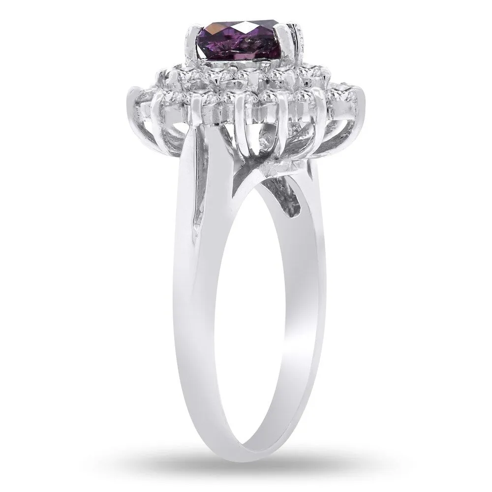 Auriya 14k Gold Certified 1ct Purple Sapphire and 1 1/10ct TDW Double Halo Round Diamond Ring sold by Zulily product image thumbnail 4