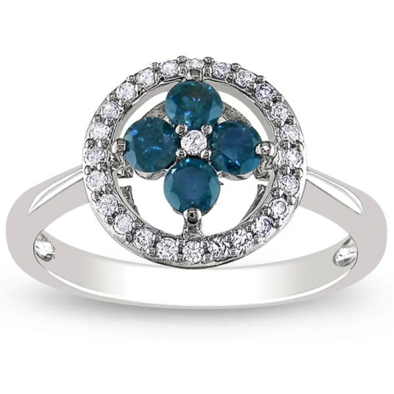 Miadora 14k White Gold 1/2ct TDW Blue and White Diamond Ring sold by Zulily