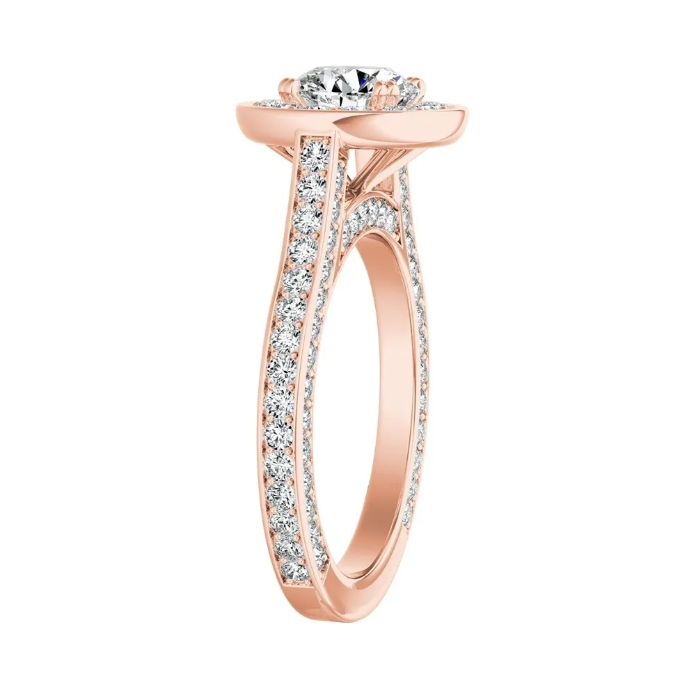 Auriya 14k Gold Round 2 1/2ct Moissanite and 1 1/4ctw Diamond Halo Engagement Ring sold by Zulily product image thumbnail 5