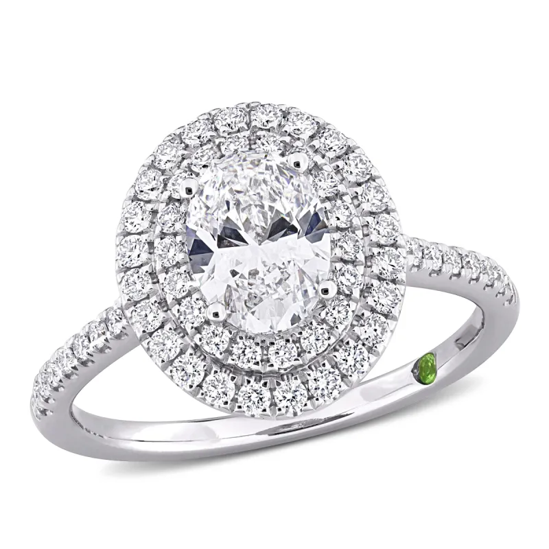 Created Forever 1 1/2ct TDW Lab-Grown Diamond and Tsavorite Accent Ring in 14k White Gold sold by Zulily