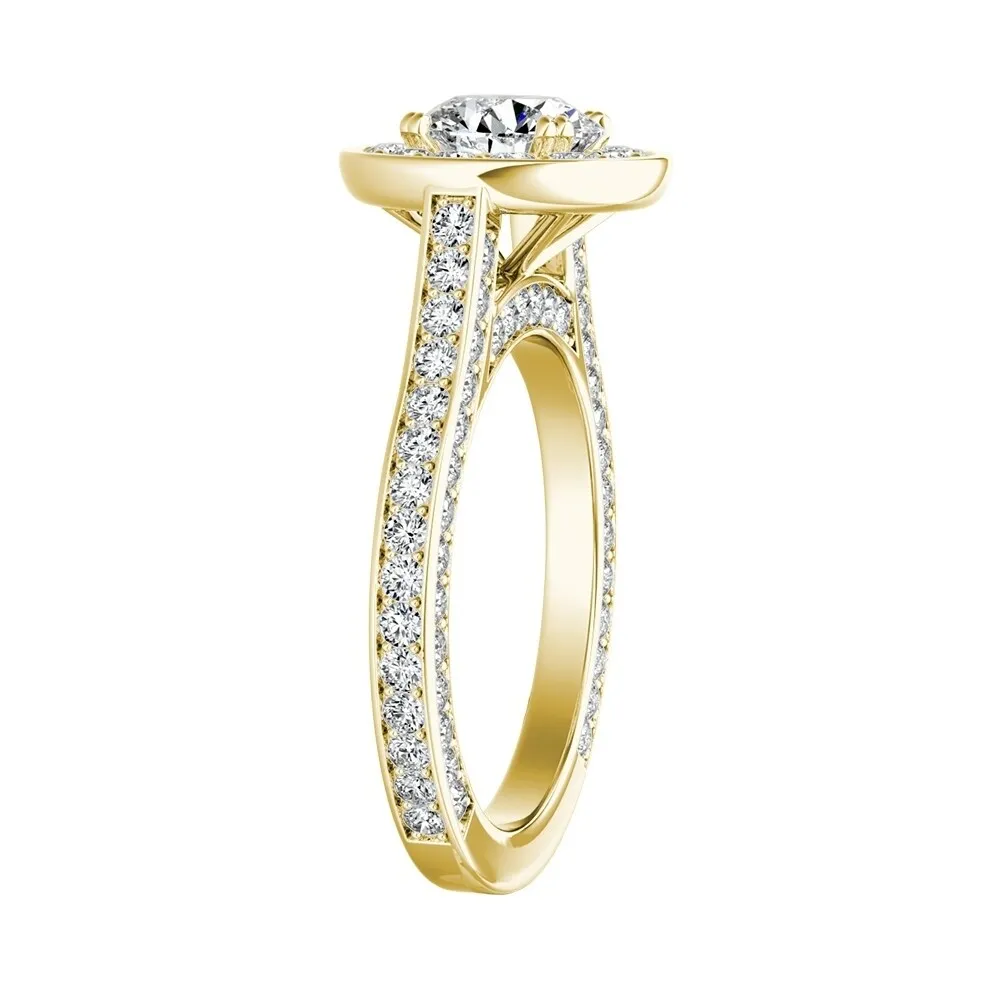 Auriya 14k Gold Round 2 1/2ct Moissanite and 1 1/4ctw Diamond Halo Engagement Ring sold by Zulily product image thumbnail 4