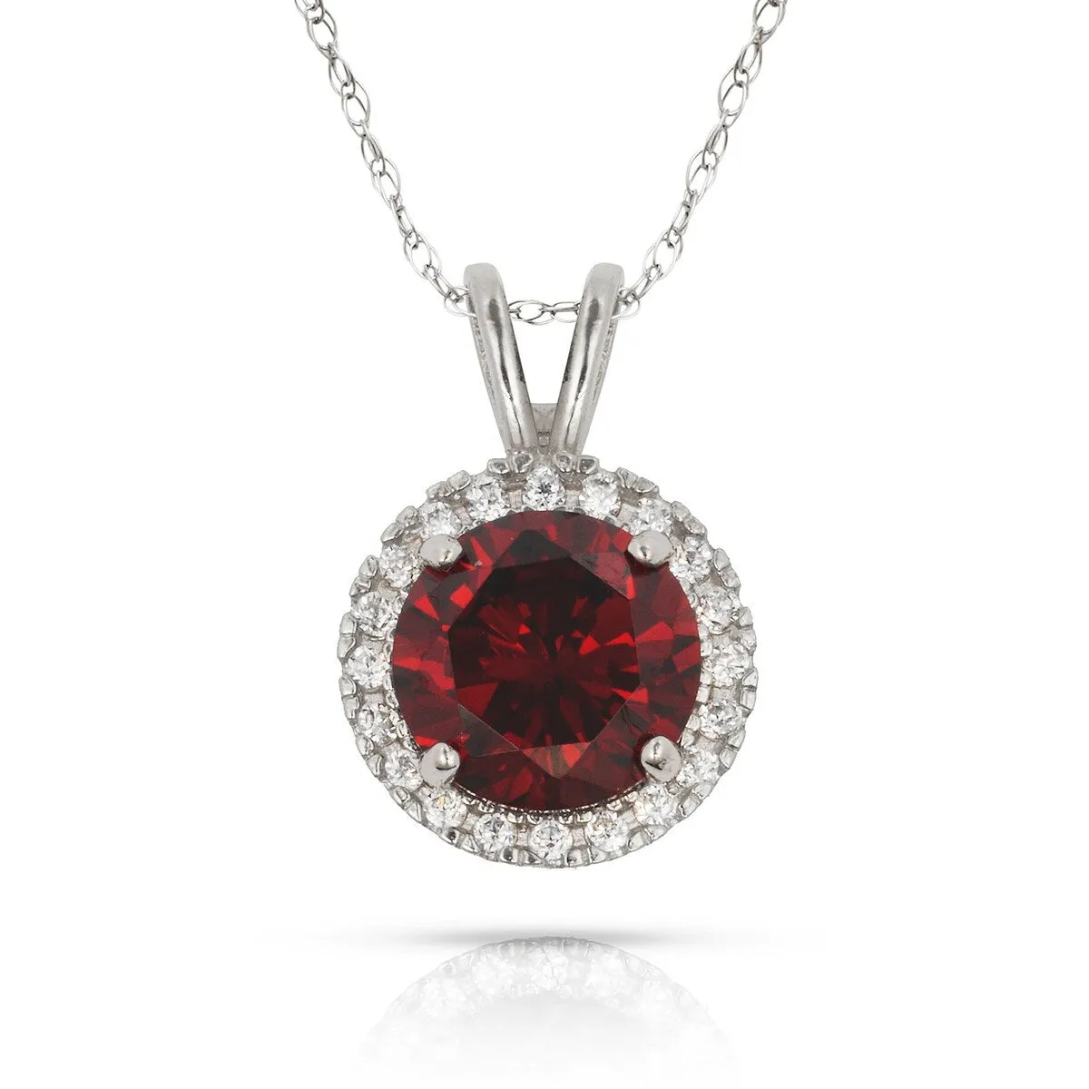 Curata 14k White Gold 18" Birthstone Round Cubic Zirconia Halo Pendant Necklace sold by Zulily