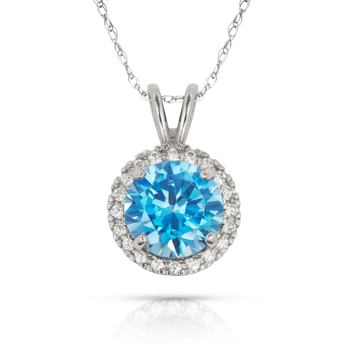 Curata 14k White Gold 18" Birthstone Round Cubic Zirconia Halo Pendant Necklace sold by Zulily product image thumbnail 3