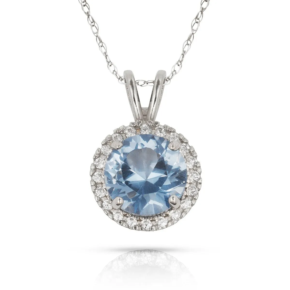 Curata 14k White Gold 18" Birthstone Round Cubic Zirconia Halo Pendant Necklace sold by Zulily product image thumbnail 5