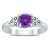 6MM Amethyst and Diamond Cynthia Ring in 10K White Gold sold by Zulily