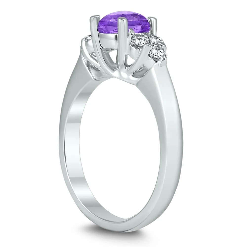 6MM Amethyst and Diamond Cynthia Ring in 10K White Gold sold by Zulily product image thumbnail 2