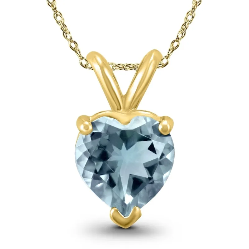 14K Yellow Gold 5MM Heart Aquamarine Pendant sold by Zulily