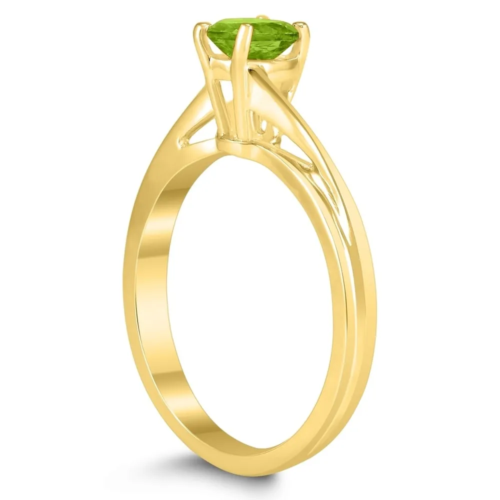 Solitaire Oval 6X4MM Peridot Gemstone Twist Ring in 10K Yellow Gold sold by Zulily product image thumbnail 2