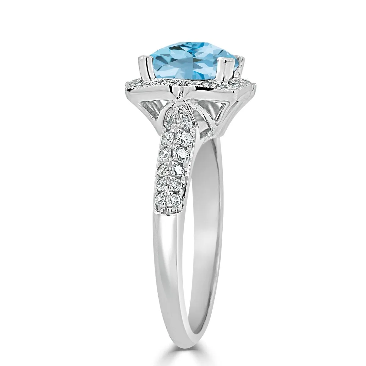 Auriya 1 3/8ct Fancy Cushion-cut Sky Blue Topaz Halo Diamond Engagement Ring 1/3ctw 14k Gold sold by Zulily product image thumbnail 4