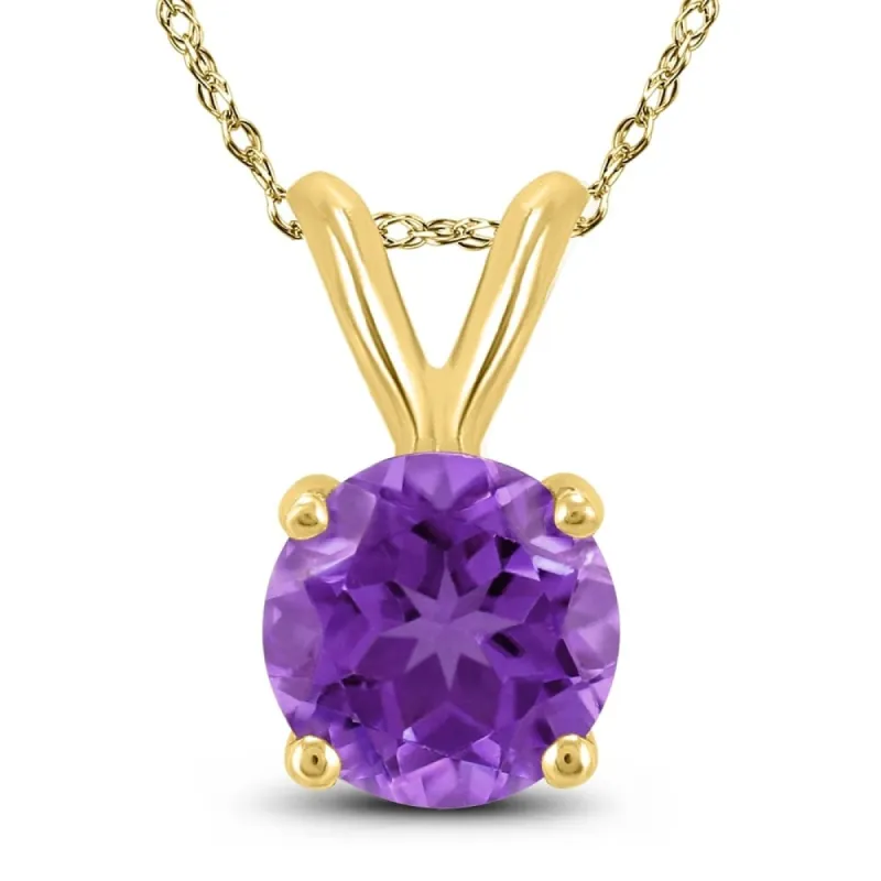 14K Yellow Gold 6MM Round Amethyst Pendant sold by Zulily