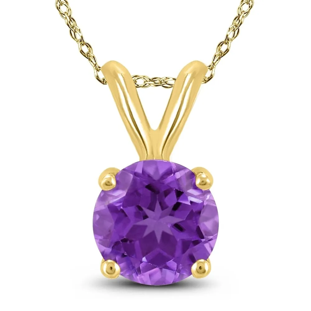 14K Yellow Gold 6MM Round Amethyst Pendant sold by Zulily