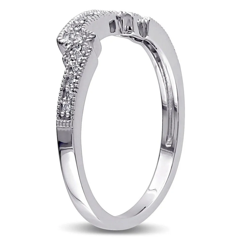Miadora 10k White Gold 1/10ct TDW Diamond Contour Stackable Wedding Band Ring sold by Zulily product image thumbnail 2