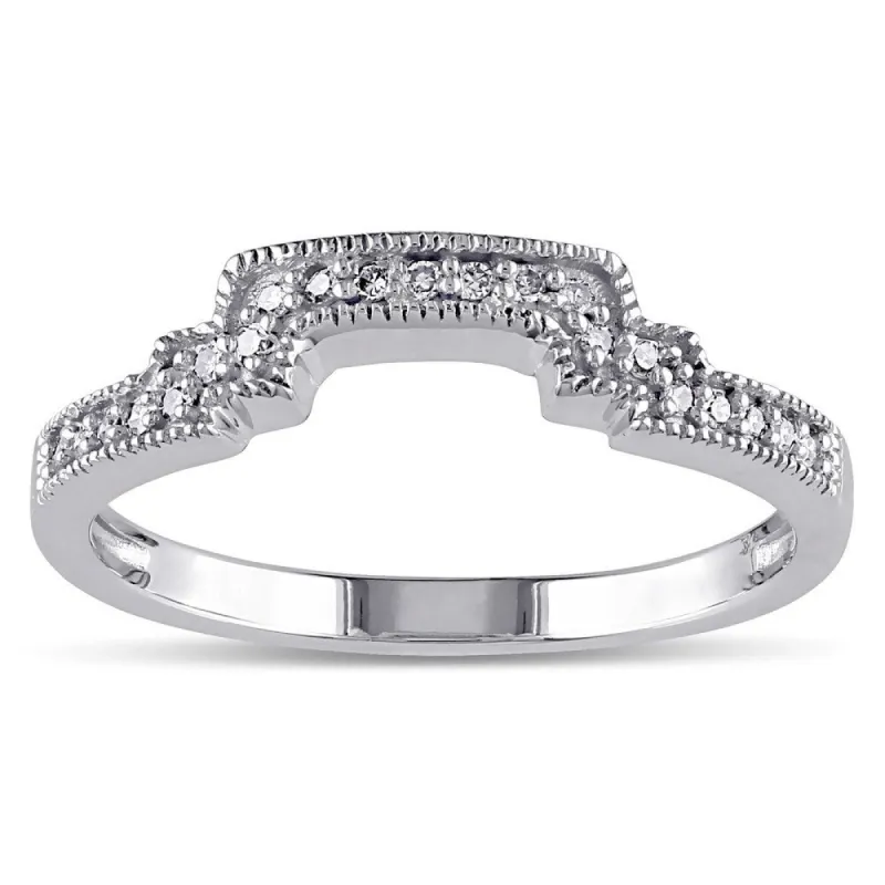 Miadora 10k White Gold 1/10ct TDW Diamond Contour Stackable Wedding Band Ring sold by Zulily