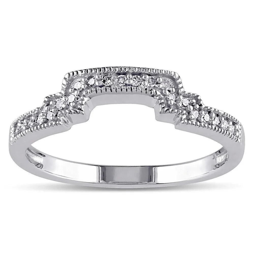 Miadora 10k White Gold 1/10ct TDW Diamond Contour Stackable Wedding Band Ring sold by Zulily