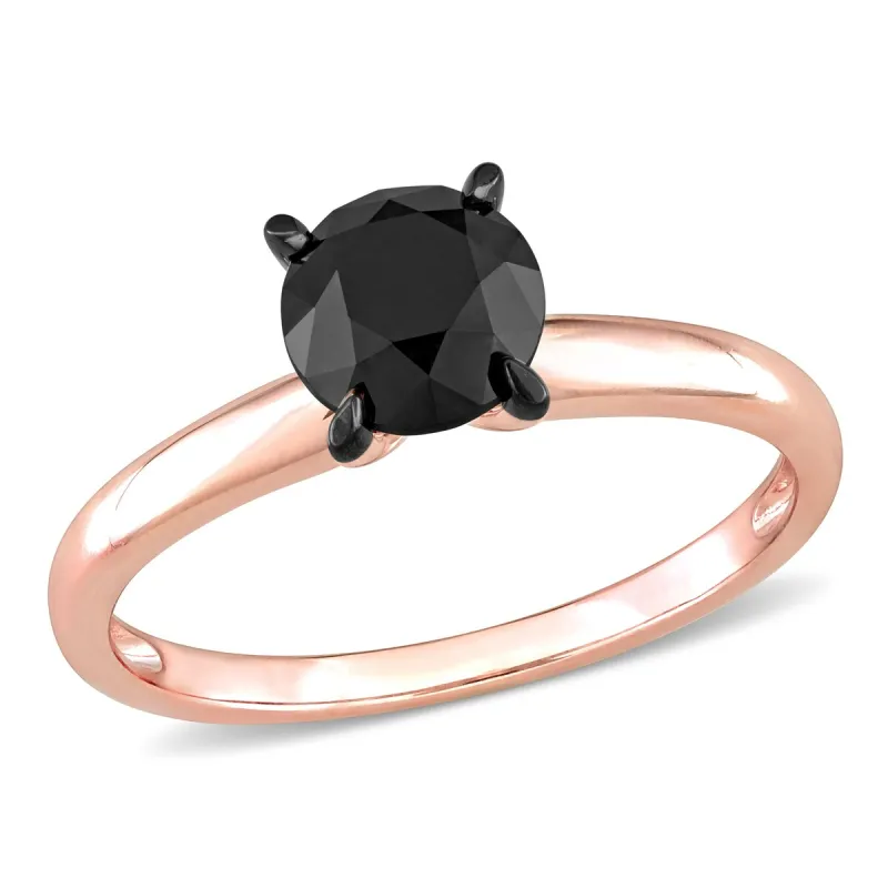 Miadora 1 1/2ct TDW Black Diamond Solitaire Engagement Ring in 14k Rose Gold sold by Zulily